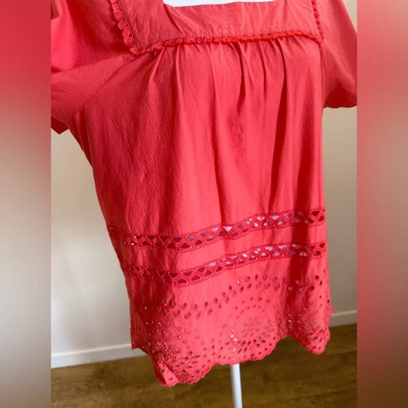 Madewell Angelica Eyelet top size Medium 100% Cotton Boho Fairy Romantic Career - Picture 6 of 11